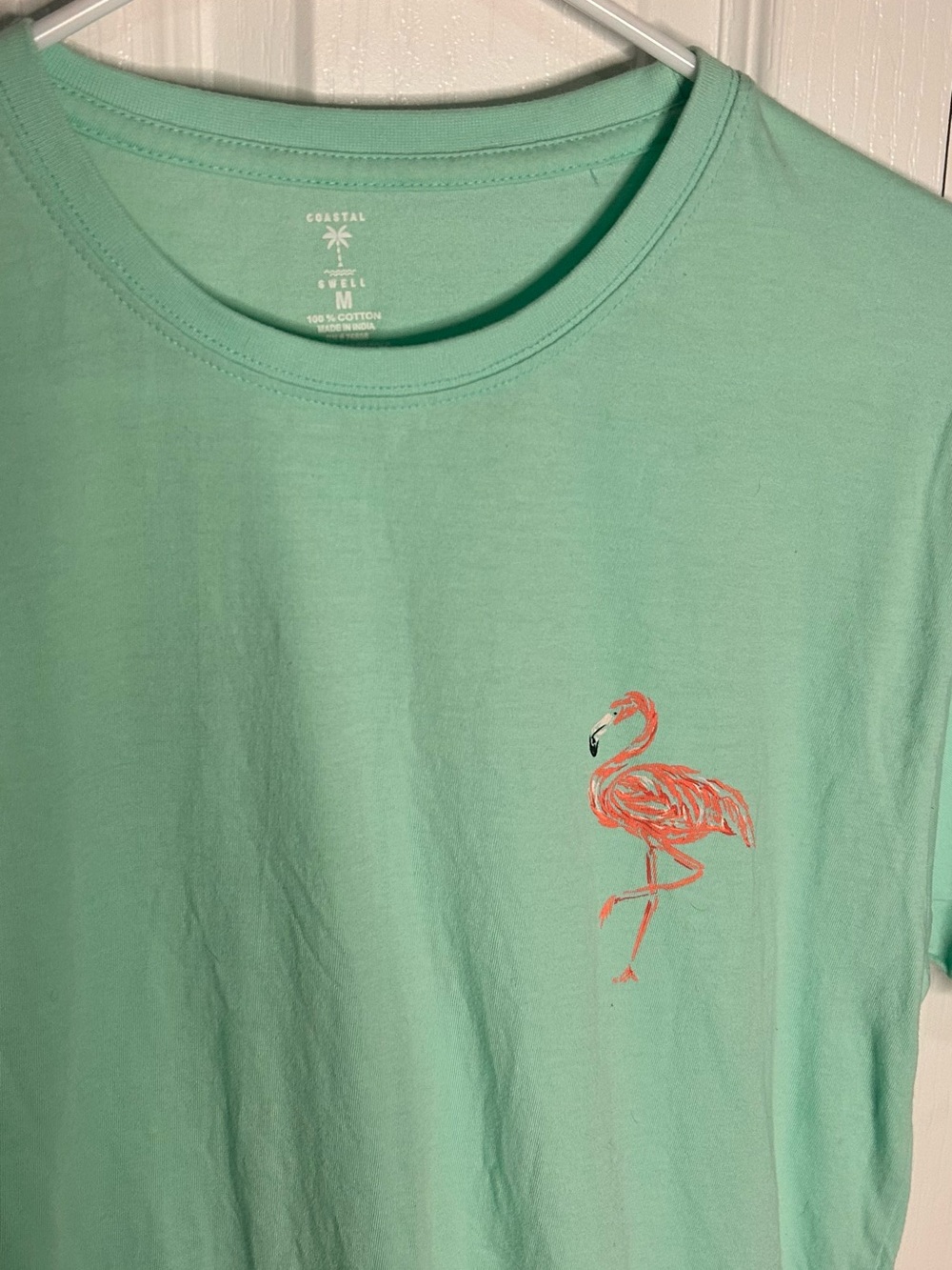 Coastal Swell Women’s Mint Medium Myrtle Beach SC Graphic Design Tshirt Flamingo - Picture 2 of 3